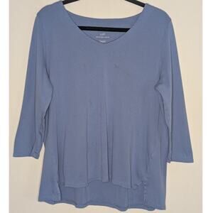 J. Jill Womens L Pima 3/4 Sleeve V-Neck Top 100% Cotton Capsule Elevated Basic